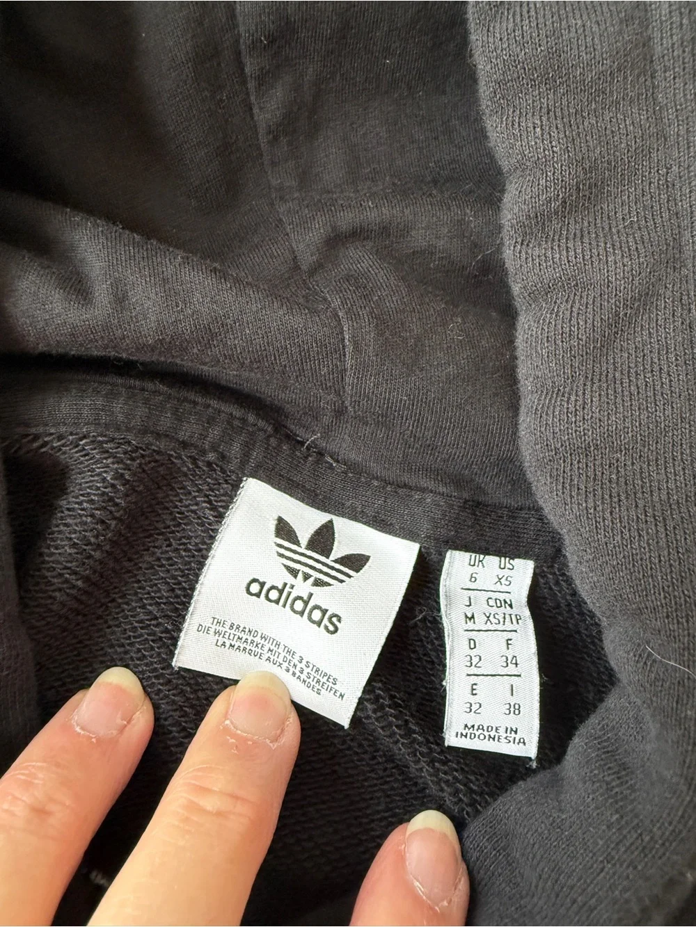 adidas Black and White Large Logo Cropped Hoodie - Picture 7 of 11